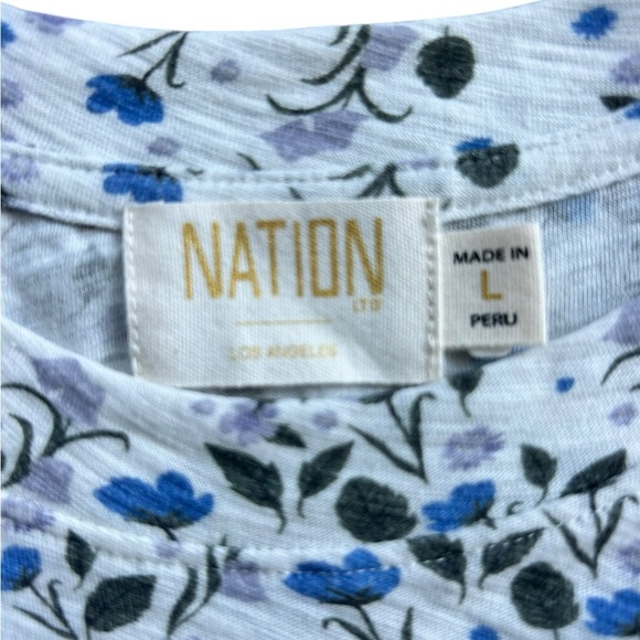 Nation LTD Paulette Ruffle Tank White Blue Size Large - Picture 4 of 8